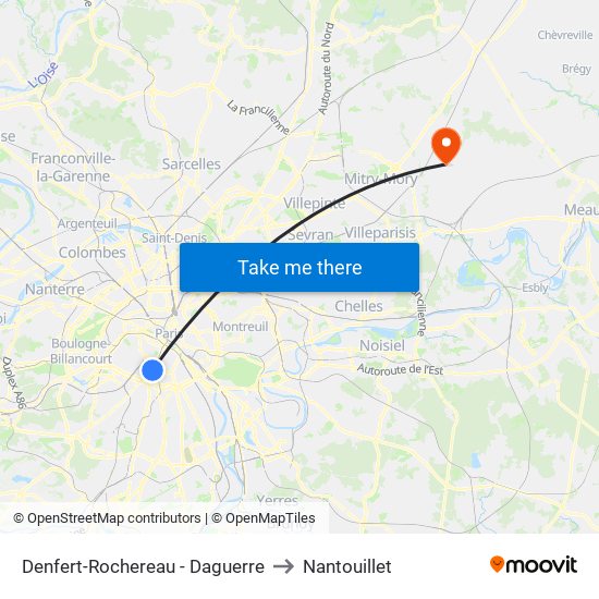 Denfert-Rochereau - Daguerre to Nantouillet map