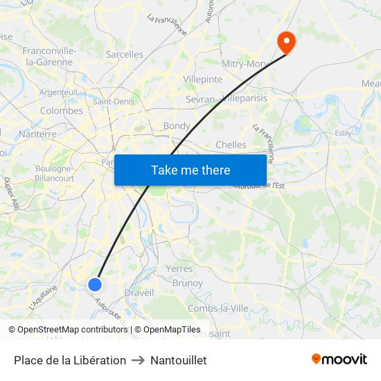 Place de la Libération to Nantouillet map