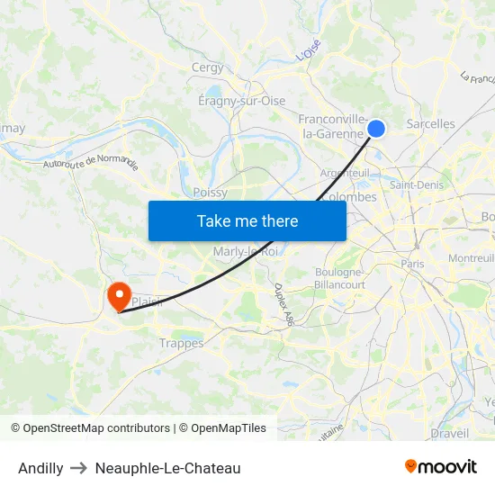 Andilly to Neauphle-Le-Chateau map