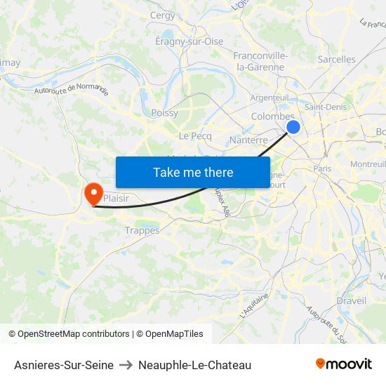 Asnieres-Sur-Seine to Neauphle-Le-Chateau map