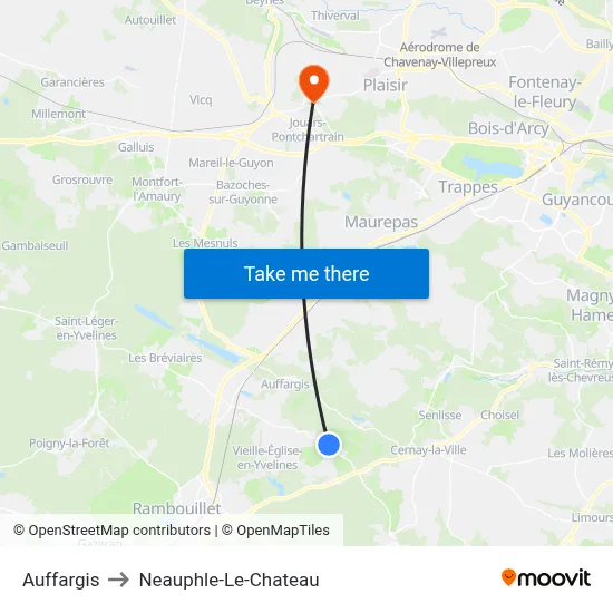 Auffargis to Neauphle-Le-Chateau map