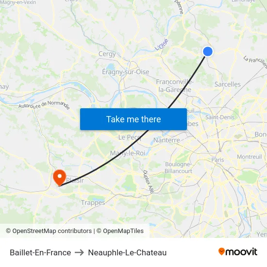 Baillet-En-France to Neauphle-Le-Chateau map