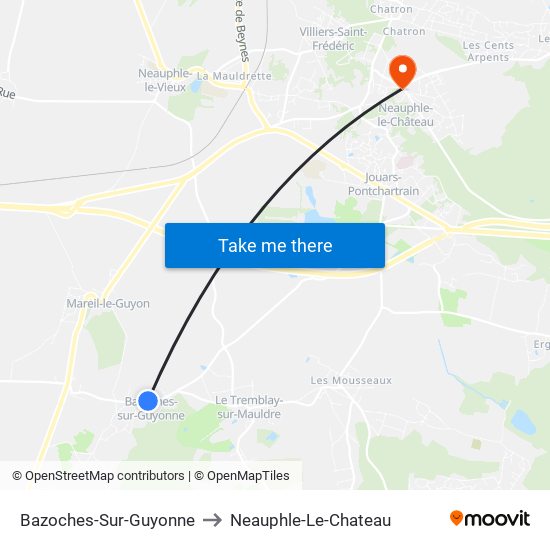 Bazoches-Sur-Guyonne to Neauphle-Le-Chateau map