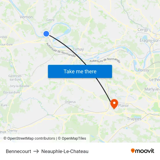 Bennecourt to Neauphle-Le-Chateau map