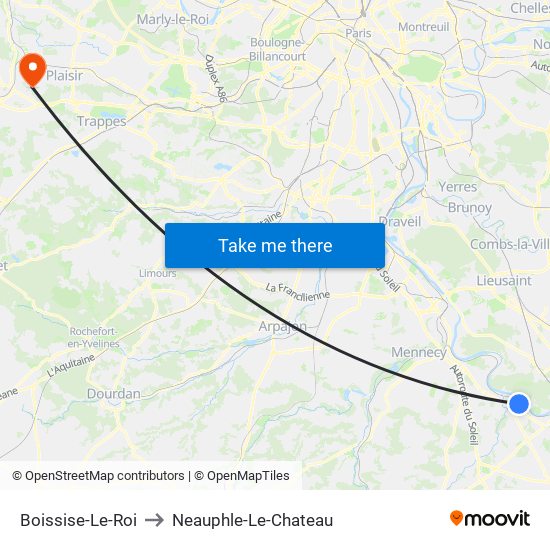 Boissise-Le-Roi to Neauphle-Le-Chateau map