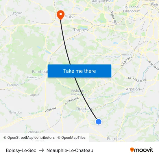 Boissy-Le-Sec to Neauphle-Le-Chateau map