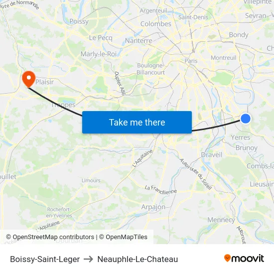 Boissy-Saint-Leger to Neauphle-Le-Chateau map