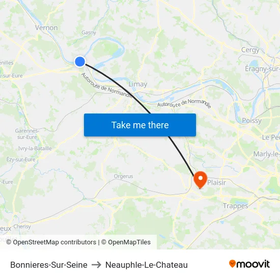 Bonnieres-Sur-Seine to Neauphle-Le-Chateau map