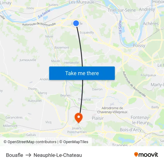 Bouafle to Neauphle-Le-Chateau map