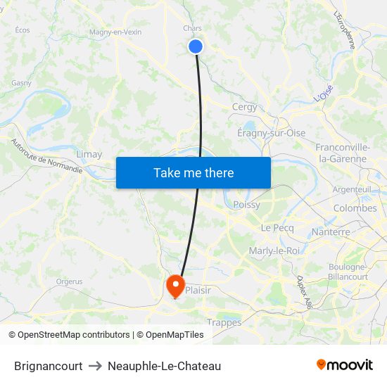 Brignancourt to Neauphle-Le-Chateau map
