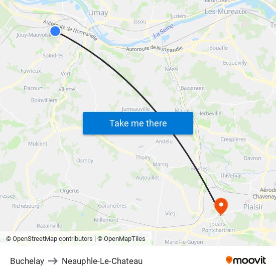 Buchelay to Neauphle-Le-Chateau map
