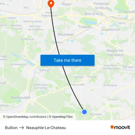 Bullion to Neauphle-Le-Chateau map