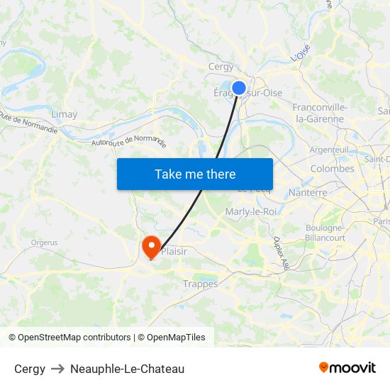 Cergy to Neauphle-Le-Chateau map