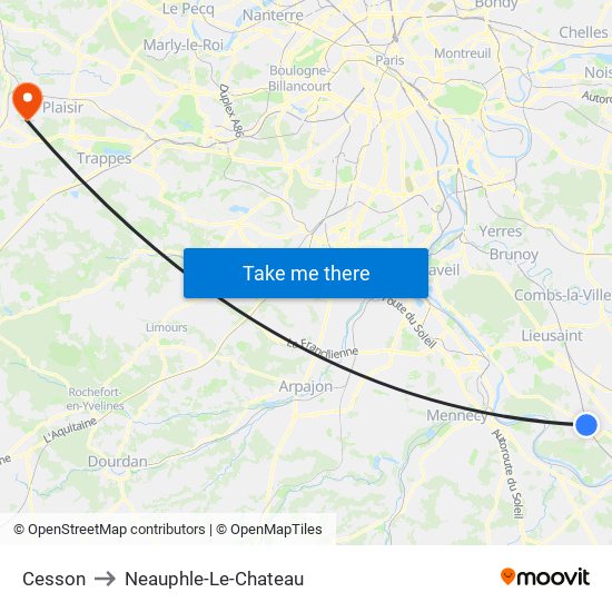 Cesson to Neauphle-Le-Chateau map