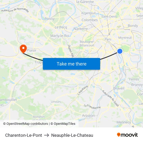 Charenton-Le-Pont to Neauphle-Le-Chateau map