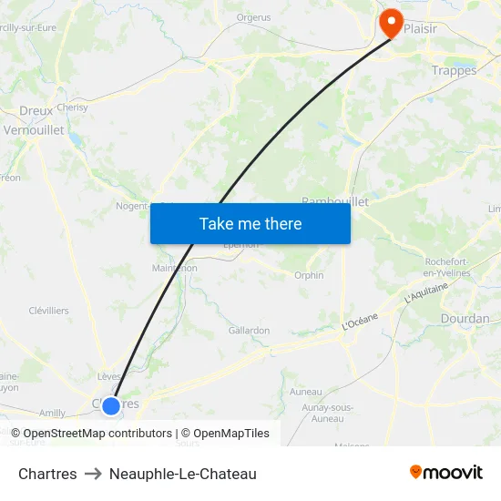 Chartres to Neauphle-Le-Chateau map