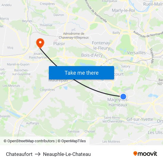 Chateaufort to Neauphle-Le-Chateau map