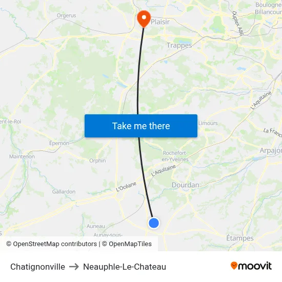 Chatignonville to Neauphle-Le-Chateau map