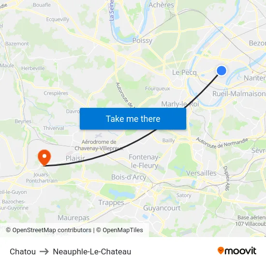 Chatou to Neauphle-Le-Chateau map