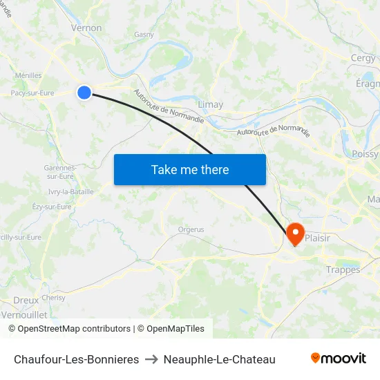 Chaufour-Les-Bonnieres to Neauphle-Le-Chateau map