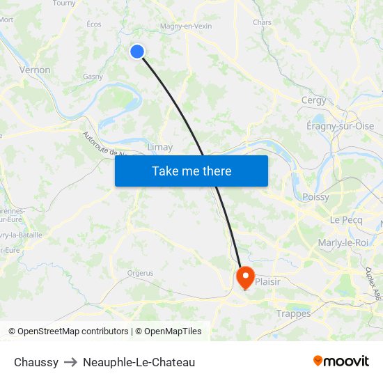 Chaussy to Neauphle-Le-Chateau map