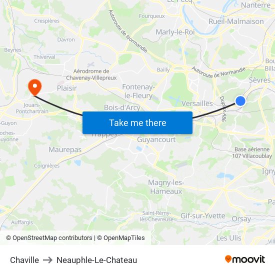 Chaville to Neauphle-Le-Chateau map