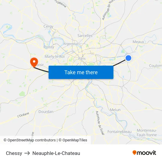 Chessy to Neauphle-Le-Chateau map