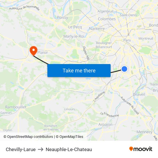 Chevilly-Larue to Neauphle-Le-Chateau map