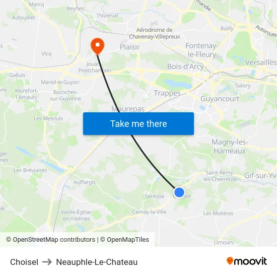 Choisel to Neauphle-Le-Chateau map