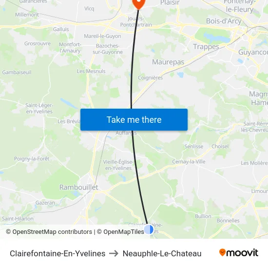 Clairefontaine-En-Yvelines to Neauphle-Le-Chateau map