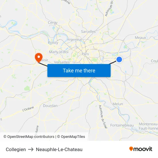 Collegien to Neauphle-Le-Chateau map