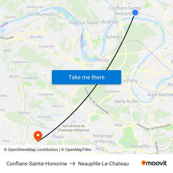 Conflans-Sainte-Honorine to Neauphle-Le-Chateau map