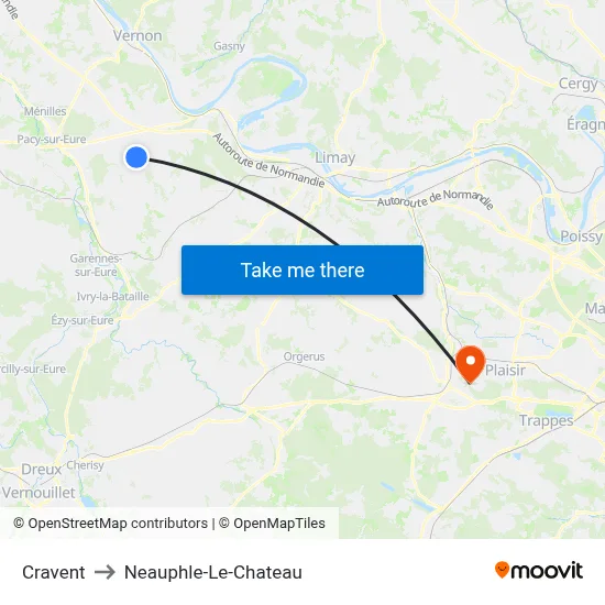 Cravent to Neauphle-Le-Chateau map