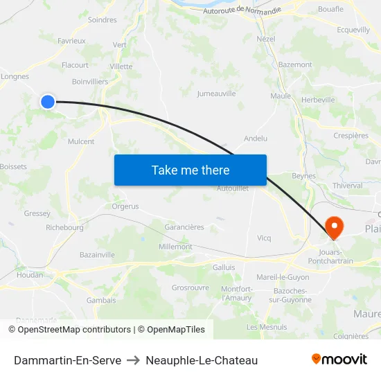 Dammartin-En-Serve to Neauphle-Le-Chateau map