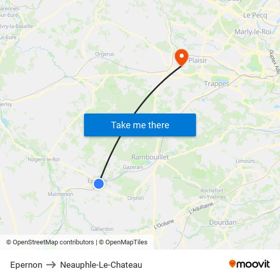 Epernon to Neauphle-Le-Chateau map