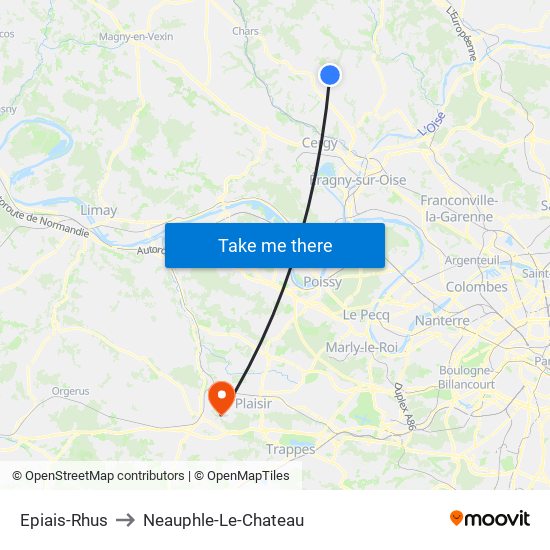 Epiais-Rhus to Neauphle-Le-Chateau map