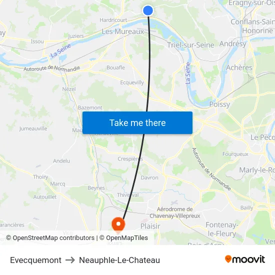 Evecquemont to Neauphle-Le-Chateau map