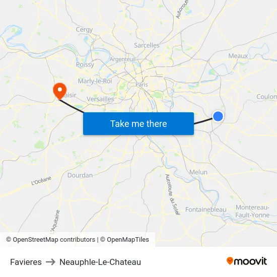 Favieres to Neauphle-Le-Chateau map