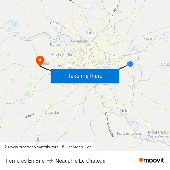Ferrieres-En-Brie to Neauphle-Le-Chateau map
