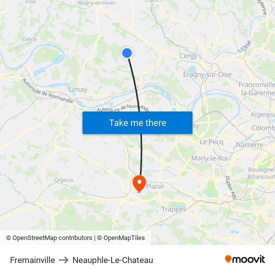 Fremainville to Neauphle-Le-Chateau map