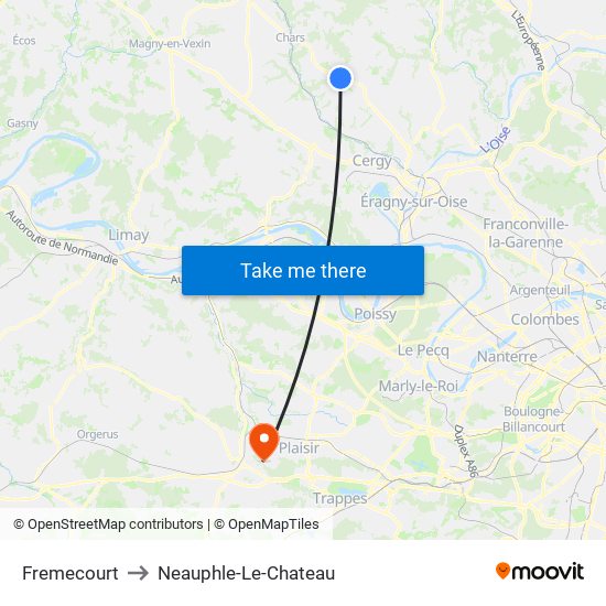 Fremecourt to Neauphle-Le-Chateau map