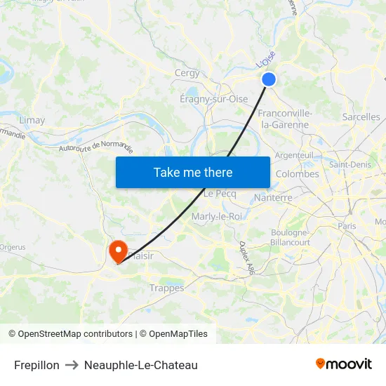 Frepillon to Neauphle-Le-Chateau map