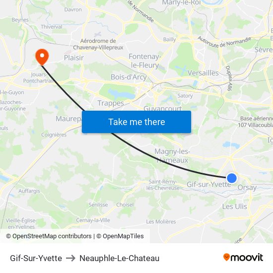 Gif-Sur-Yvette to Neauphle-Le-Chateau map