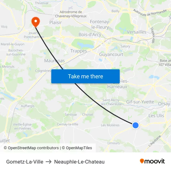 Gometz-La-Ville to Neauphle-Le-Chateau map