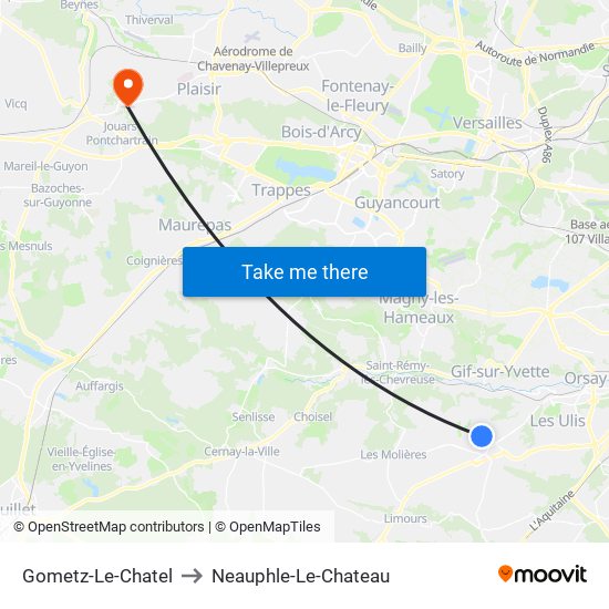 Gometz-Le-Chatel to Neauphle-Le-Chateau map