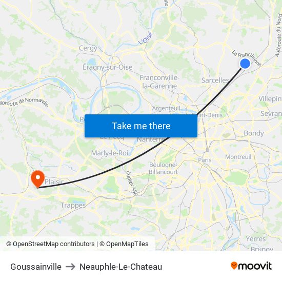 Goussainville to Neauphle-Le-Chateau map