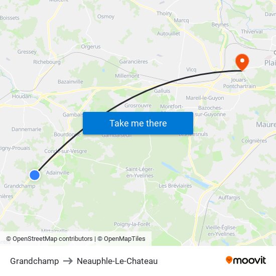 Grandchamp to Neauphle-Le-Chateau map