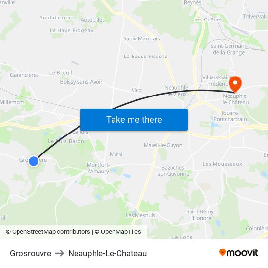 Grosrouvre to Neauphle-Le-Chateau map