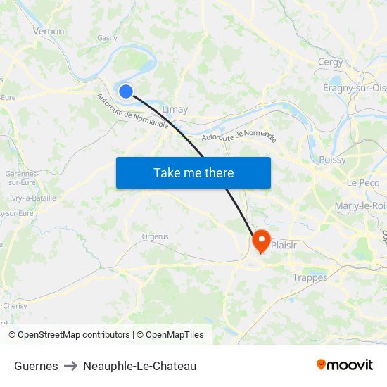 Guernes to Neauphle-Le-Chateau map