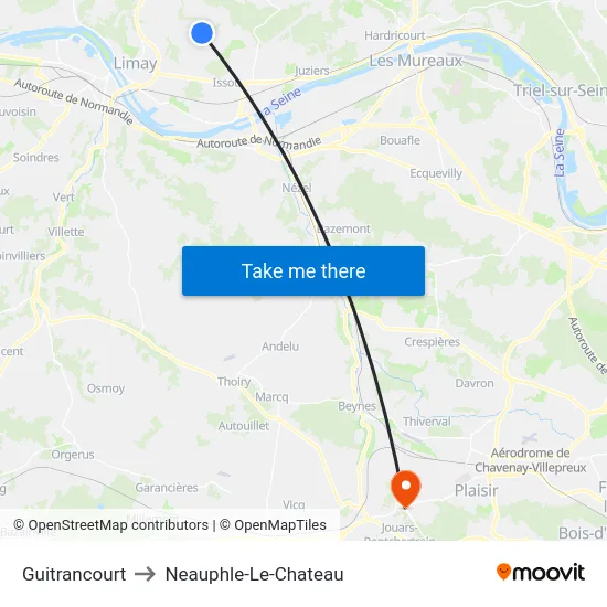 Guitrancourt to Neauphle-Le-Chateau map